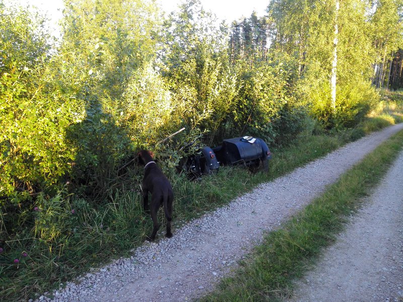 Jyrkkä oikealle kaartuva mutka yllätti kokemattoman sivuvaunuilijan.